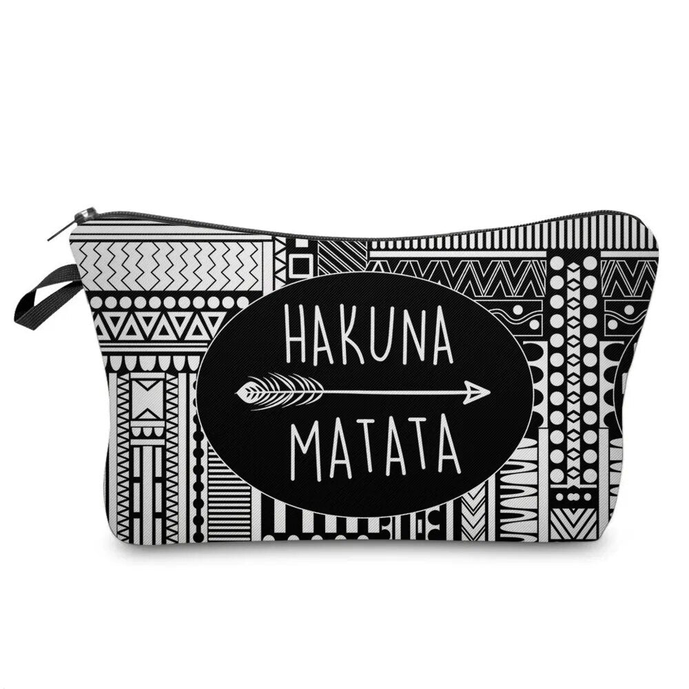 Storage Travel Makeup Bag Hakuna Matata Portable Type Make up Bags Cosmetic Case Multifunction Pencil Case Women Toiletry Bag