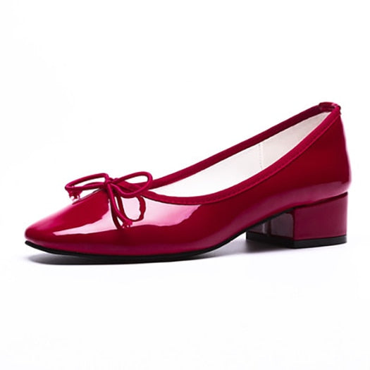Bow Patent Leather Chunky Heel