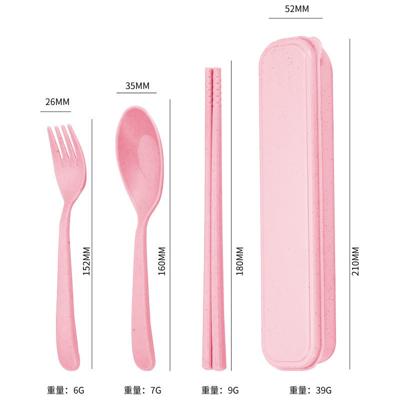 4PCS/Set Straw, Spoon, Fork, Chopsticks Portable Travel Kitchen Accessories