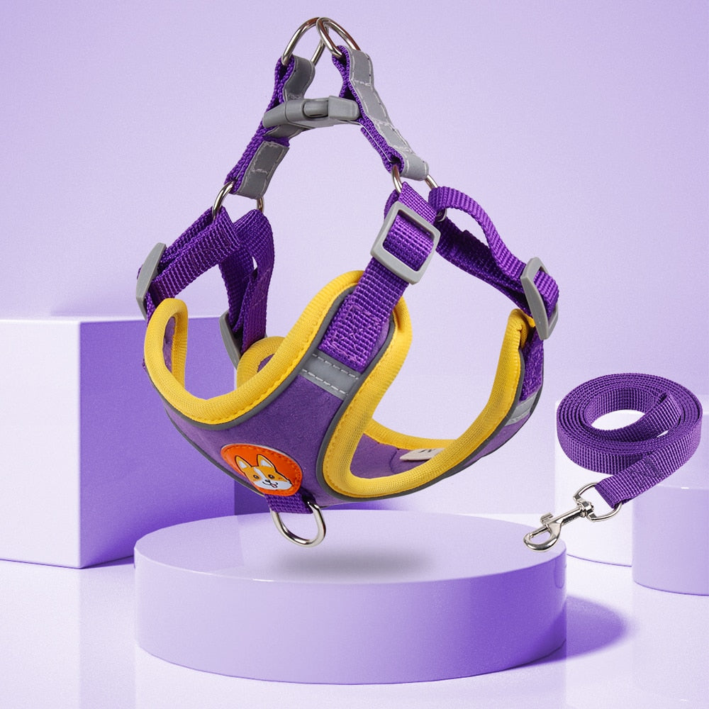 Pet Harness Leash Set Reflective Adjustable harness