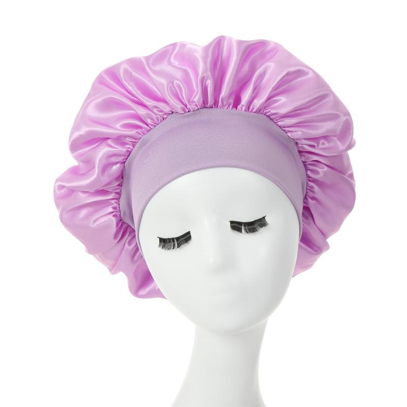 Night Silky Bonnet Satin Double Layer Adjust Head Cover Hat