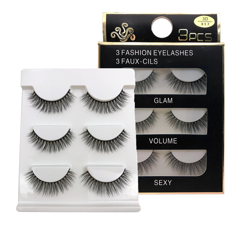 3 Pairs natural 3d mink lashes