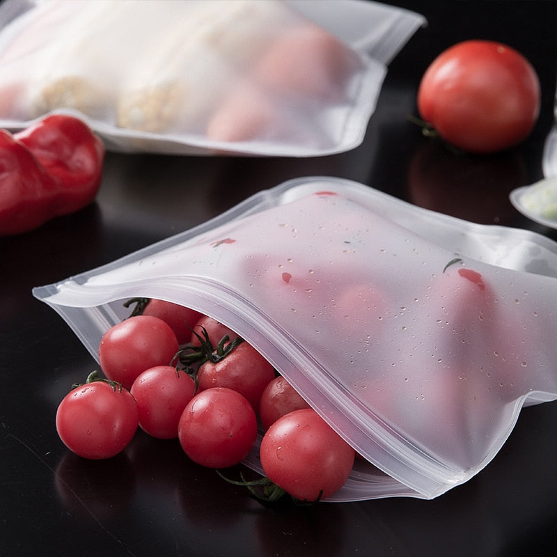Silicone Reusable Stand Up Food Storage Bag Ziplock Bag