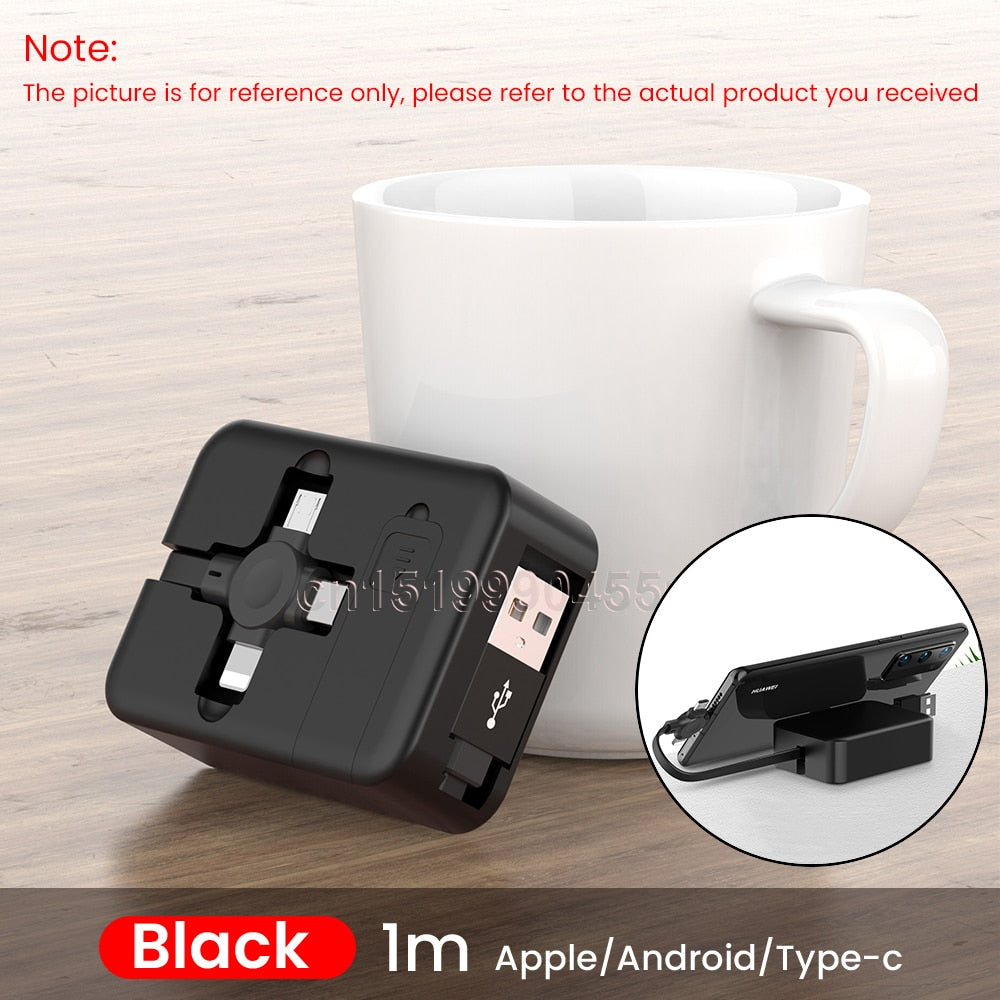 3-in-1 Charging Cable Roll Retractable Bracket