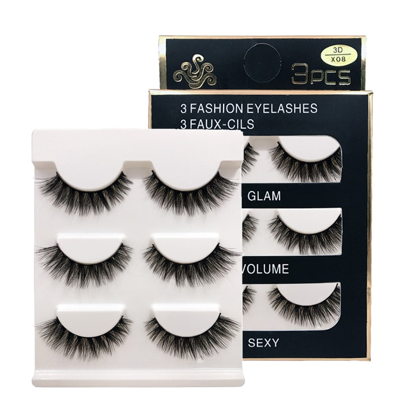 3 Pairs natural 3d mink lashes