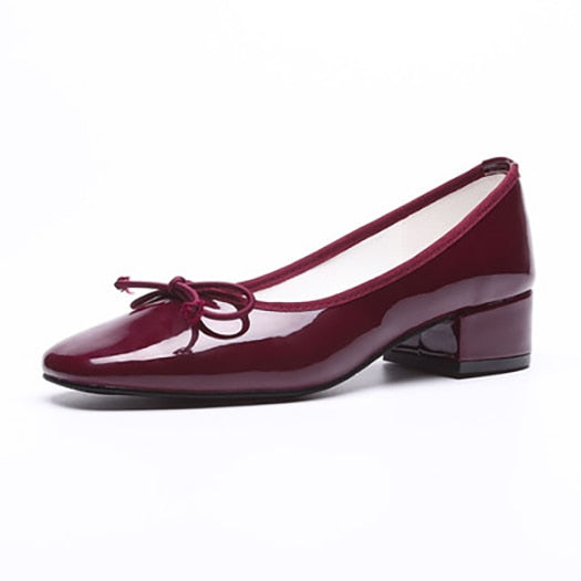 Bow Patent Leather Chunky Heel