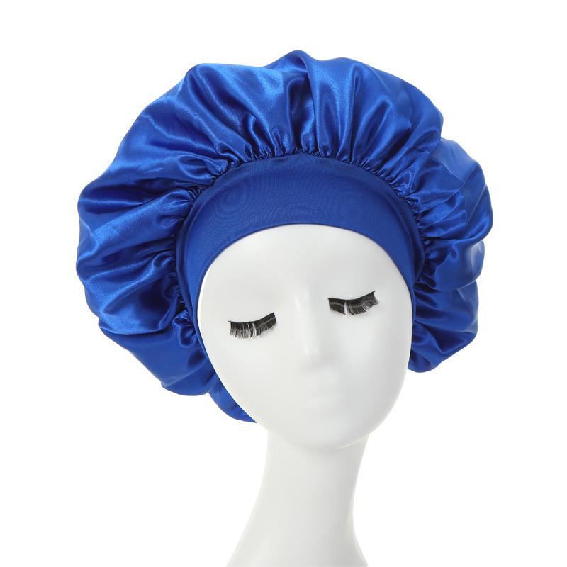 Night Silky Bonnet Satin Double Layer Adjust Head Cover Hat