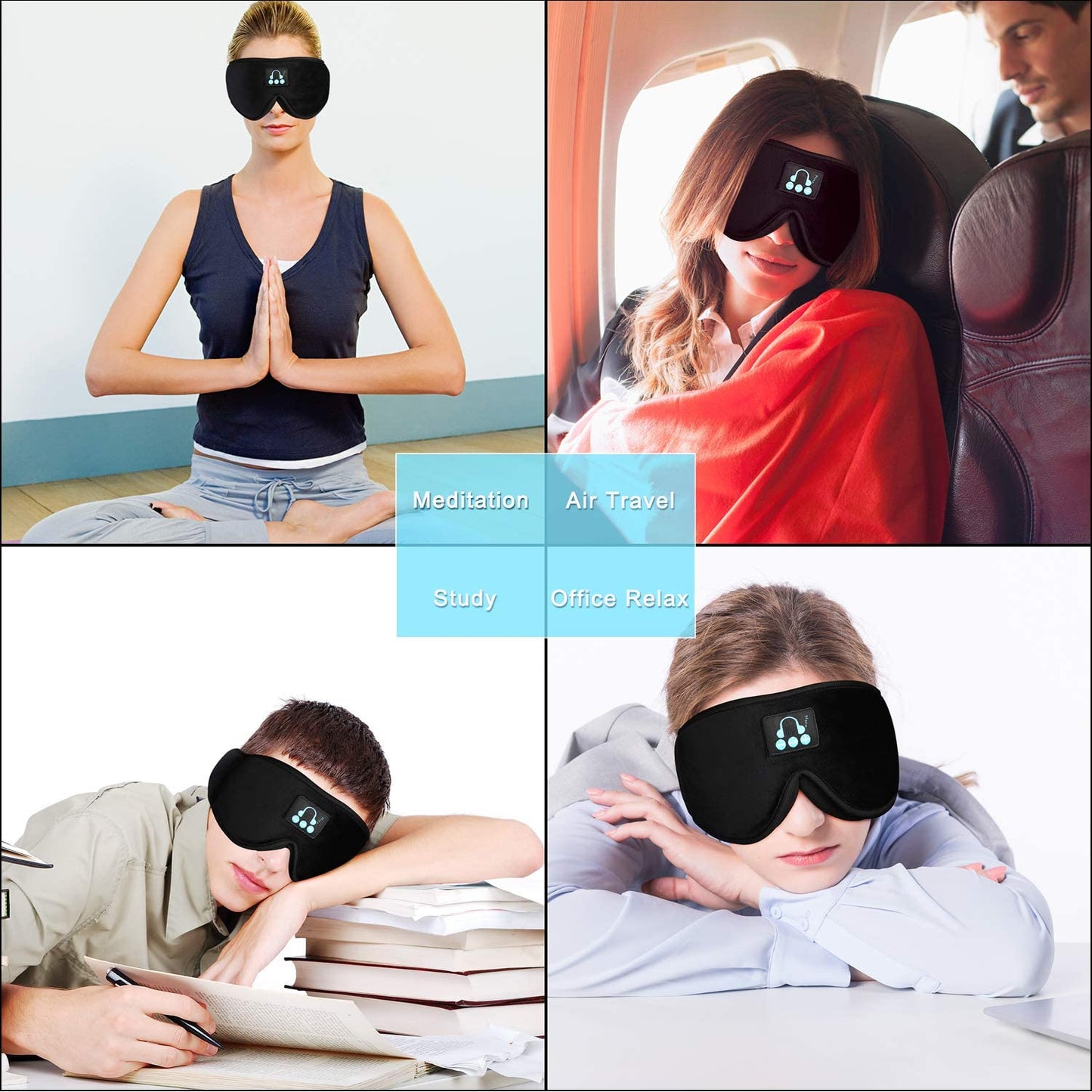 3D Eye Mask Travel Head Set With Microphone Bluetooth 5.0 Wireless
