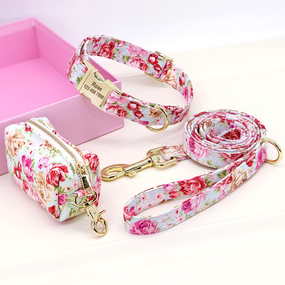 Flower Collar Leash Set with Treat Bag Snack Bag