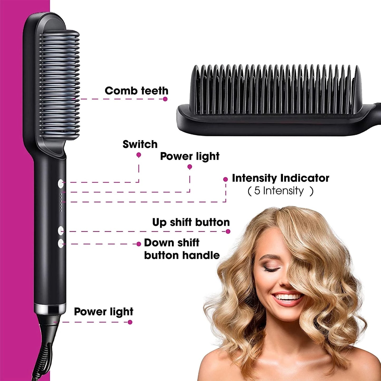 5 in 1 Smooth Brush, Dry, Moisturize, Shaper and Anti-Frizz