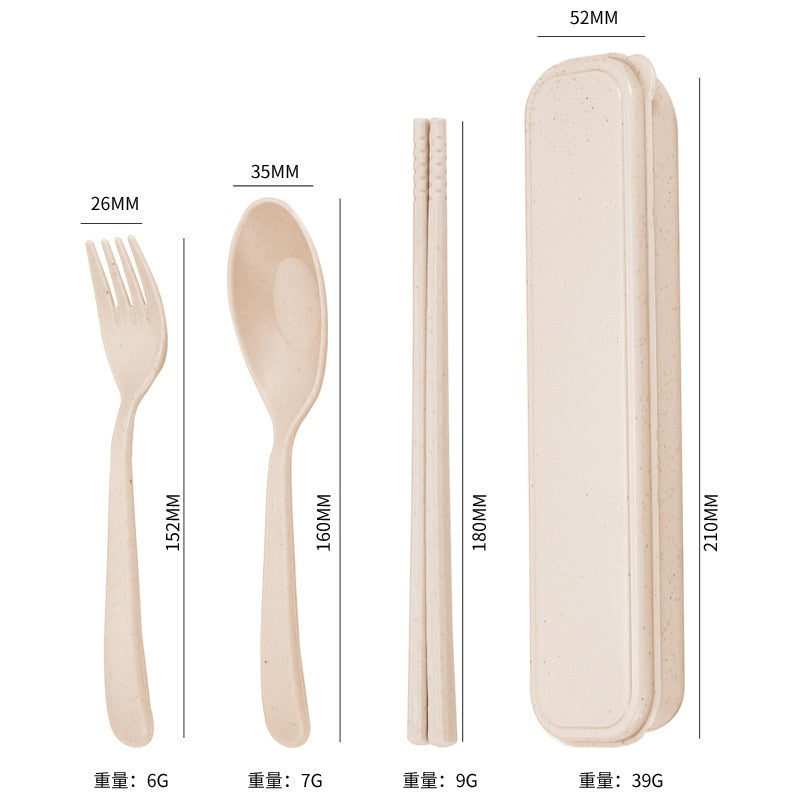 4PCS/Set Straw, Spoon, Fork, Chopsticks Portable Travel Kitchen Accessories