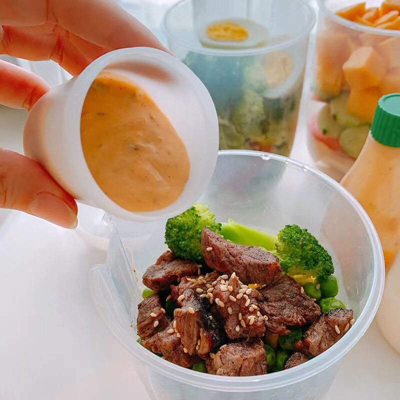 Cup Container Set with Fork Sauce Cup Lid