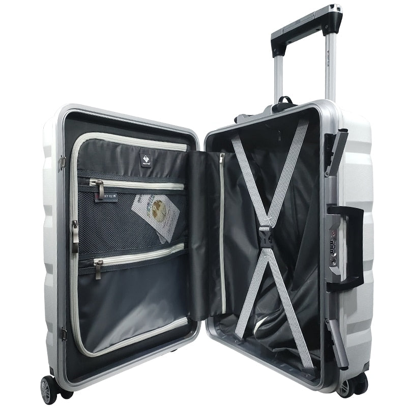 Carry On Spinner Luggage Set with Front Opening Laptop  & Mobile Cup Holder.