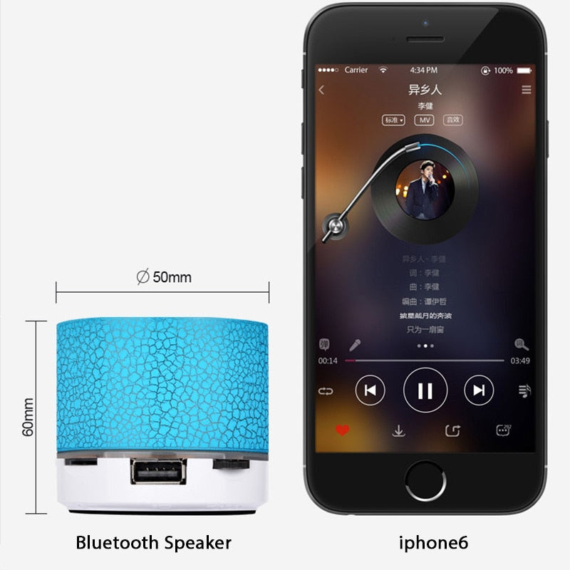 Mini Portable Bluetooth Speaker Colorful LED Light