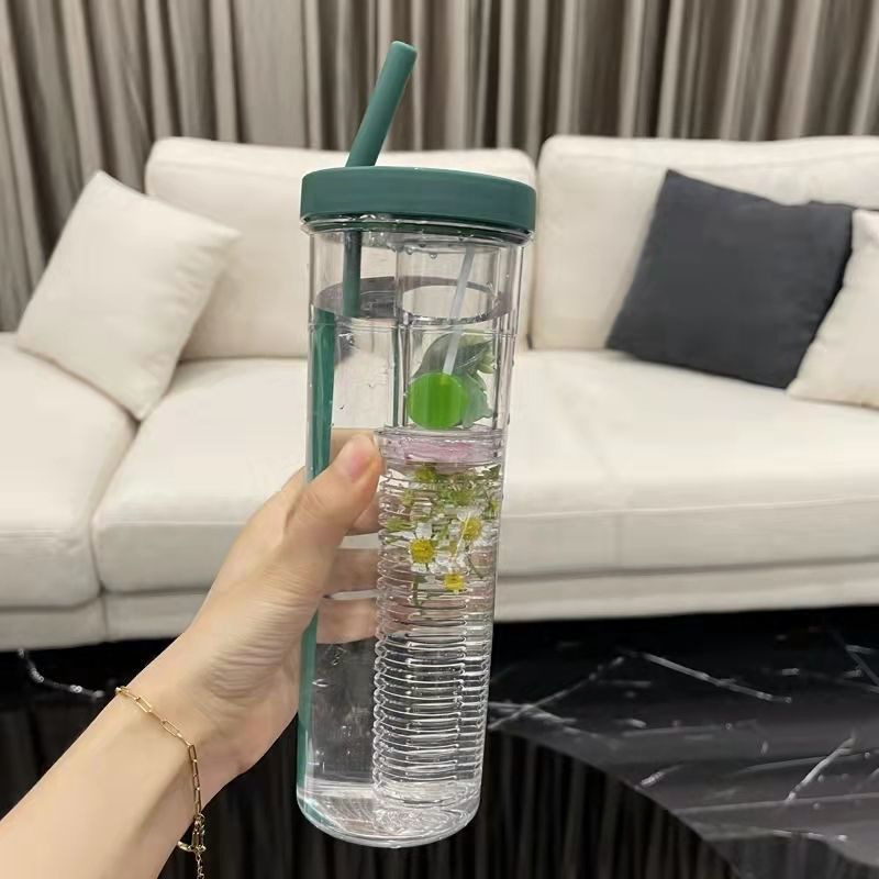 Fruit Filter Water Bottle with Straw