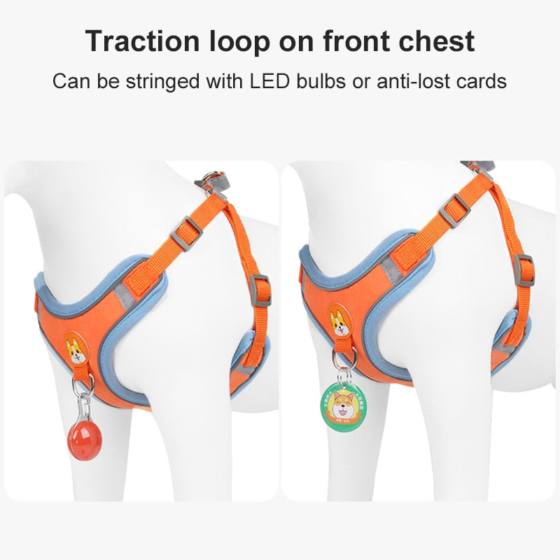 Pet Harness Leash Set Reflective Adjustable harness
