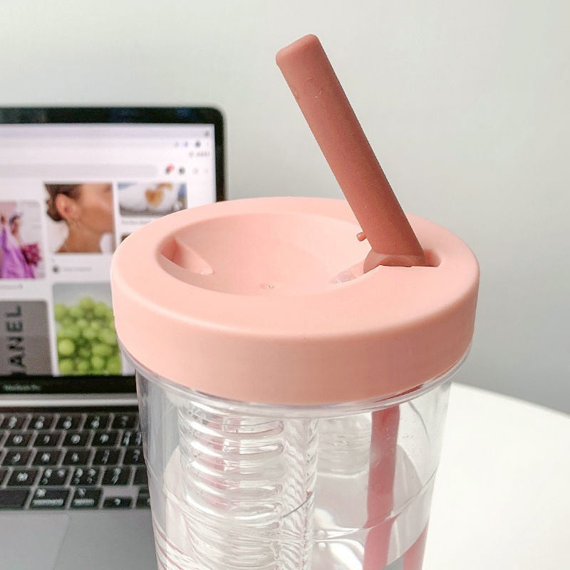 Fruit Filter Water Bottle with Straw